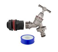 Mypurecore Water Butt Connector Kit Barrel Adapter Hose Fitting Nickel Plated Brass Bib (Quick Connect) With Ptfe Tape Leakproof