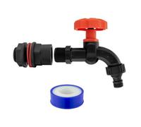 Mypurecore Water Butt Connector Kit Barrel Adapter Hose Fitting Plastic Dial Tap (Black)) With Ptfe Tape Leakproof
