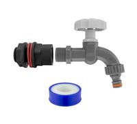 Mypurecore Water Butt Connector Kit Barrel Adapter Hose Fitting Plastic Dial Tap (Grey) With Ptfe Tape Leakproof