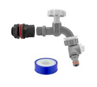 Mypurecore Water Butt Connector Kit Barrel Adapter Hose Fitting Plastic Dual Outlet (Grey) With Ptfe Tape Leakproof