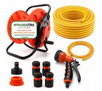 Mypurecore Wheeled Garden Hose Reel Cart Kit With 30M Hose & Spray Gun Set