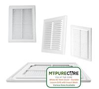 MYPURECORE White Air Vent Cover - Durable Louvre Grill with Insect Mesh - Wall Vents for Homes, Sheds, Tumble Dryers & Doors - Various Sizes (210mm x 210mm)