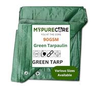 MYPURECORE YOU AT THE CORE Green Heavy Duty Tarpaulin - 3m x 3m / 10ft Premium Quality Cover Tarp Sheet for Car, Garden, Home Use Protective Waterproof UV Rays, Dust, Rain, Snow.