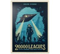 MyPuzzle 20,000 Leagues Under The Sea: Jules Verne, Vintage Poster - Premium 1000 Piece Jigsaw Puzzle for Adults