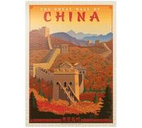MyPuzzle China: Great Wall, Vintage Poster - Premium 1000 Piece Jigsaw Puzzle for Adults