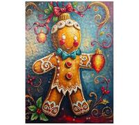 MyPuzzle Festive Gingerbread Ornament with Holiday Decor - Premium 500 Piece Jigsaw Puzzle for Adults