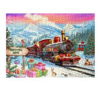 MyPuzzle Festive Santa Christmas Train at The North Pole - Premium 500 Piece Jigsaw Puzzle for Adults