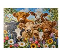 MyPuzzle Flower Crown Cows Farm Meadow - Premium 1000 Piece Jigsaw Puzzle for Adults
