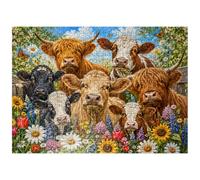 MyPuzzle Flower Crown Cows Farm Meadow - Premium 500 Piece Jigsaw Puzzle for Adults