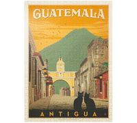 MyPuzzle Guatemala: Antigua Street Scene, Vintage Poster - Premium 1000 Piece Jigsaw Puzzle for Adults