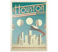MyPuzzle Houston: Space City, Vintage Poster - Premium 500 Piece Jigsaw Puzzle for Adults