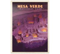 MyPuzzle Mesa Verde National Park: Evening Glow, Vintage Poster - Premium 1000 Piece Jigsaw Puzzle for Adults