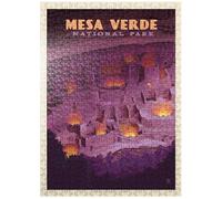 MyPuzzle Mesa Verde National Park: Evening Glow, Vintage Poster - Premium 500 Piece Jigsaw Puzzle for Adults