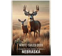 MyPuzzle Nebraska, White-Tailed Deer: State Animals Series - Premium 1000 Piece Jigsaw Puzzle for Adults