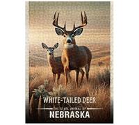 MyPuzzle Nebraska, White-Tailed Deer: State Animals Series - Premium 500 Piece Jigsaw Puzzle for Adults