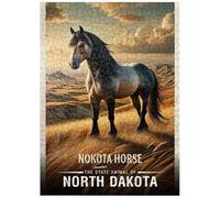 MyPuzzle North Dakota, Nokota Horse: State Animals Series - Premium 500 Piece Jigsaw Puzzle for Adults