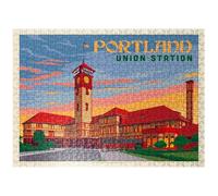 MyPuzzle Portland, Oregon: Union Station, Vintage Poster - Premium 500 Piece Jigsaw Puzzle for Adults