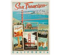 MyPuzzle San Francisco: Multi-Image Collage Print, Vintage Poster - Premium 1000 Piece Jigsaw Puzzle for Adults