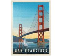 MyPuzzle San Francisco: Under The Golden Gate, Vintage Poster - Premium 1000 Piece Jigsaw Puzzle for Adults