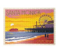 MyPuzzle Santa Monica Pier: Sunset, Vintage Poster - Premium 500 Piece Jigsaw Puzzle for Adults