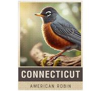 MyPuzzle State Birds Series: Connecticut, American Robin - Premium 1000 Piece Jigsaw Puzzle for Adults