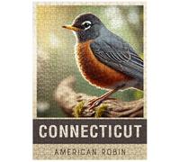 MyPuzzle State Birds Series: Connecticut, American Robin - Premium 500 Piece Jigsaw Puzzle for Adults
