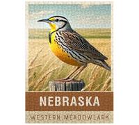 MyPuzzle State Birds Series: Nebraska, Western Meadowlark - Premium 500 Piece Jigsaw Puzzle for Adults