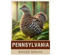 MyPuzzle State Birds Series: Pennsylvania, Ruffed Grouse - Premium 1000 Piece Jigsaw Puzzle for Adults