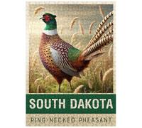 MyPuzzle State Birds Series: South Dakota, Ring-Necked Pheasant - Premium 500 Piece Jigsaw Puzzle for Adults