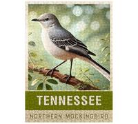 MyPuzzle State Birds Series: Tennessee, Northern Mockingbird - Premium 500 Piece Jigsaw Puzzle for Adults