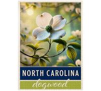 MyPuzzle State Flowers Series: North Carolina, Dogwood, White - Premium 1000 Piece Jigsaw Puzzle for Adults