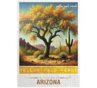 MyPuzzle State Trees Series: Arizona, Yellow Palo Verde - Premium 1000 Piece Jigsaw Puzzle for Adults