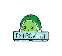 MYQ 1pc Cartoon Animal Enamel Pins Custom Panda Cat Turtle Fox Rabbit Brooches Bag Clothes Lapel Pin Badges Funny Zoo Jewelry,Introvert