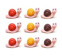 Myqiqi Small Miniature Resin Snail,Mini Snail Figurines,Fairy Garden Snail Miniature Moss Landscape Ornaments for Outdoor Decoration,Home Décor,Cake Decoration,DIY Crafts (Small Snails 9 Pcs)