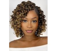 MYQUEEN Curly Crochet Hair for Women Ombre Blonde 7 Packs Gogo Curl Crochet Hair 8 Inch Suggested Beach Curl Water Wave Deep Crochet Synthetic Hair Extensions