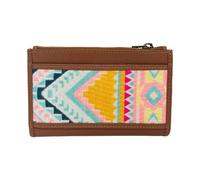 Myra Bag Boho Card Holder Wallet for Women - Slim Bifold Canvas and Leather Wallet, Pink, Southwestern