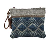 Myra Bag Floto Blue Upcycled Canvas & Cowhide Leather Crossbody Bag S-1575