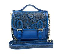 Myra Bag Leather Western Floral Embossed Boho Shoulder Bag for Women, Blue
