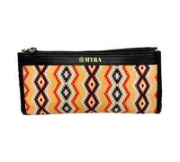 Myra Bag Pouch for Women - Southwestern Aztec Canvas Cosmetic Makeup Bag for Travel, Yellow, Geometric