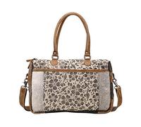 Myra Bag Simplistic Upcycled Canvas & Cowhide Messenger Bag S-1432