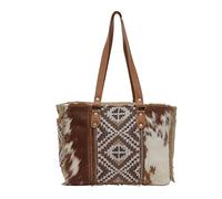 Myra Bag Western Canvas Tote Bag for Women - Cotton & Upcycled Leather Shoulder Weekender Bag Elisa Le