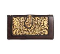 Myra Bag Western Embossed Floral Leather Wallet for Women, Yellow, Western