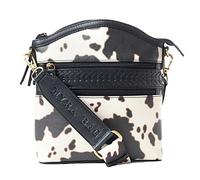 Myra Bag Western Leather Shoulder Bag for Women - Cow Print Country Crossbody Purse, Bone, Western