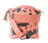 Myra Bag Western Leather Shoulder Bag for Women - Cow Print Country Crossbody Purse, Coral Pink
