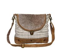 Myra Bag Yoruban Upcycled Canvas & Cowhide Leather Messenger Bag S-1250