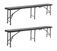myra outdoor steel folding 2 pcs seating benches in black