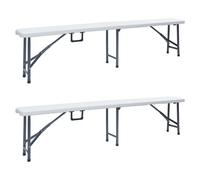 myra outdoor steel folding 2 pcs seating benches in white
