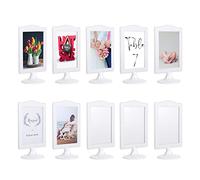 Myraculo Double Sided Standing Picture Frames 4x6 2 Side Pedestal Picture Frames Bulk Plastic White Photo frames Set for Display (10 pack)
