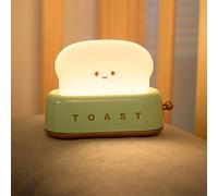Myratts Cute LED Toaster Lamp, Kawaii LED Toast Bread Night Light, Super Squeezable Silicone, Rechargeable and Portable with Timer, Ideal Gift for Babies, Kids, Girls, Teens