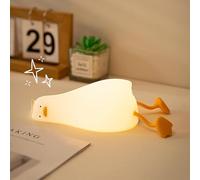Myratts Cute Lying Flat Duck Night Light, 3 Level Dimmable Nursery Nightlight, Kawaii Lamps Squishy Silicone Light Up Duck, Rechargeable Touch Lamp, Best Gift for Kids Adults Room Decor